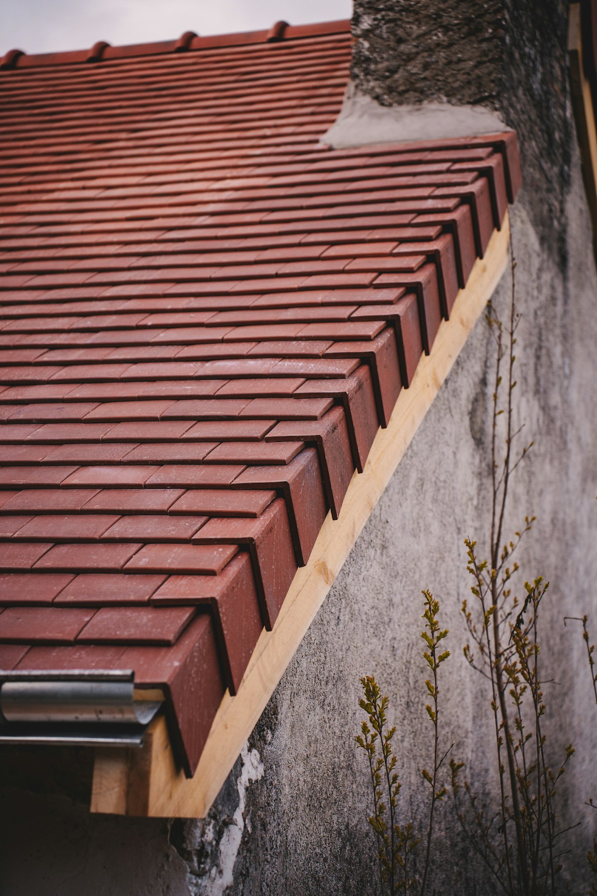 Newly installed red roof tiles